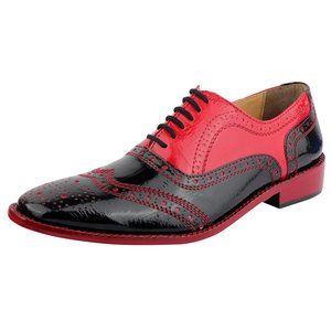 LIBERTYZENO Men's Oxford BLACK-RED Lace-Up Dress Shoes